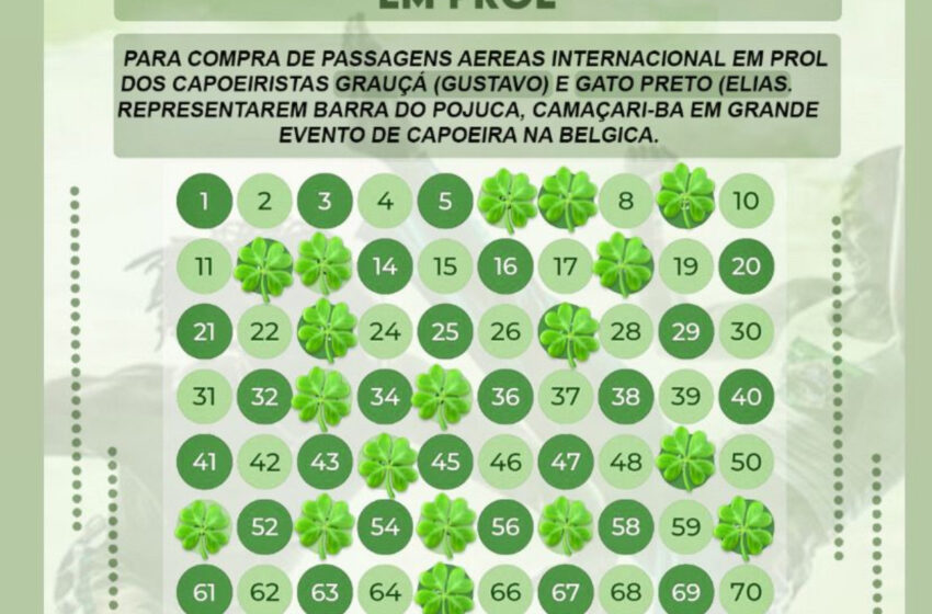  Instituição social de Barra de Pojuca realiza rifa para ajudar capoeiristas a disputar competição internacional