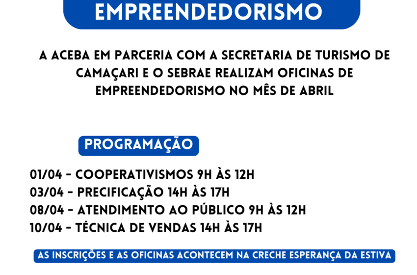  Parceria entre a Creche da Estiva e Secretaria de Turismo de Camaçari vai levar palestras sobre empreendedorismo para Abrantes